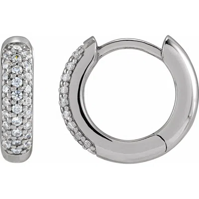Diamond2deal 14k Gold 1/4ct Lab-grown Diamond 12 Mm Hinged Hoop Earrings Clarity Si, Color G-h In White