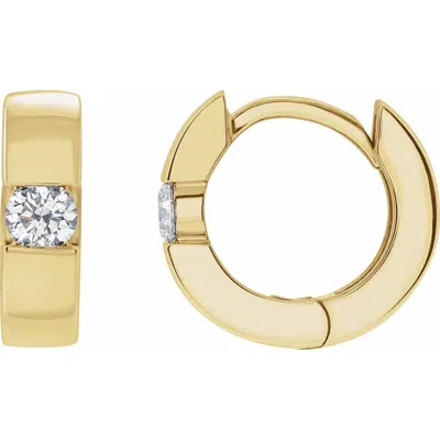 Diamond2deal 14k Gold 1/4ct Lab-grown Diamond Hinged Huggie Hoop Earrings Clarity Si, Color G-h In Yellow