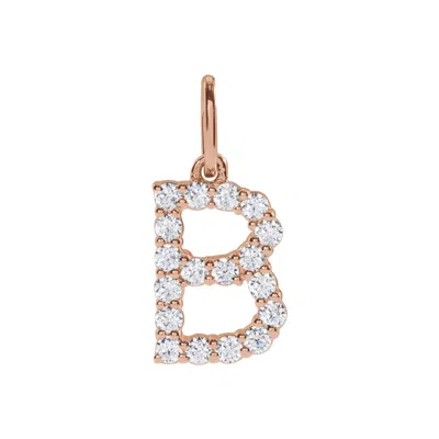 Diamond2deal 14k Gold 1/4ct Lab-grown Diamond Initial B Pendant In Pink