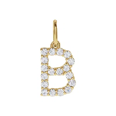 Diamond2deal 14k Gold 1/4ct Lab-grown Diamond Initial B Pendant In Yellow