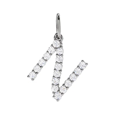 Diamond2deal 14k Gold 1/4ct Lab-grown Diamond Initial N Pendant In White