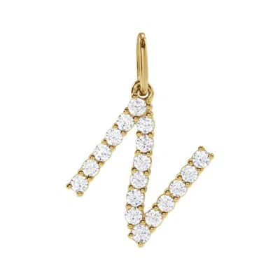 Diamond2deal 14k Gold 1/4ct Lab-grown Diamond Initial N Pendant In Yellow