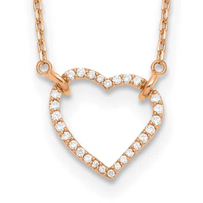 Diamond2deal 14k Gold 1/5 Ct Lab Grown Diamond Heart Pendant Necklace 18" Clarity Vs, Color D-e In Pink