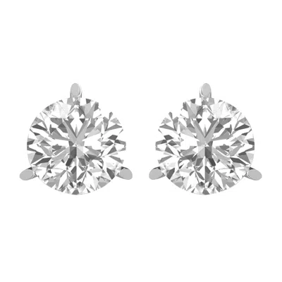 Diamond2deal 14k Gold 1.50ct Round Lab Grown Diamond Stud Earrings 3 Prong In Metallic