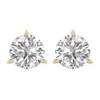 Diamond2deal 14k Gold 0.50ct Round Lab Grown Diamond Stud Earrings 3 Prong In Yellow