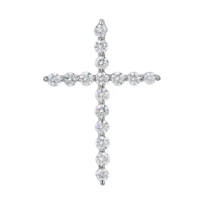 Diamond2deal 14k Gold 1/5ct Lab-grown Diamond Cross Pendant In White