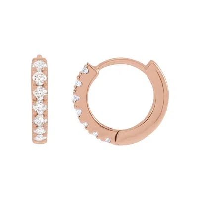 Diamond2deal 14k Gold 1/5ct Lab-grown Diamond Hoop Earrings Clarity Si, Color G-h In Pink