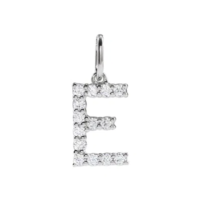 Diamond2deal 14k Gold 1/5ct Lab-grown Diamond Initial E Pendant In White