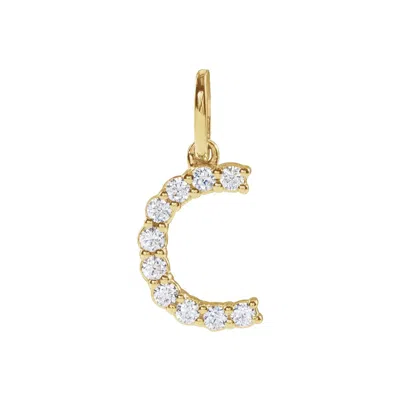 Diamond2deal 14k Gold 1/6ct Lab-grown Diamond Initial C Pendant In Yellow