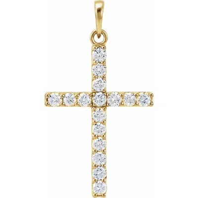 Diamond2deal 14k Gold 1ct Lab-grown Diamond Cross Pendant In Yellow