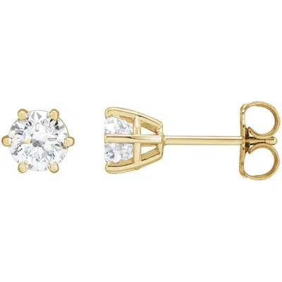 Diamond2deal 14k Gold 1ct Lab-grown Diamond Earrings Clarity Si, Color G-h In Yellow