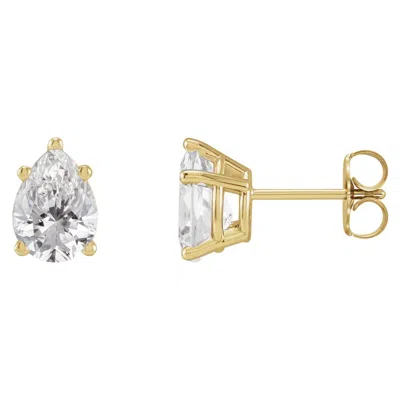 Diamond2deal 14k Gold 1ct Lab-grown Diamond Earrings Clarity Si, Color G-h In Yellow
