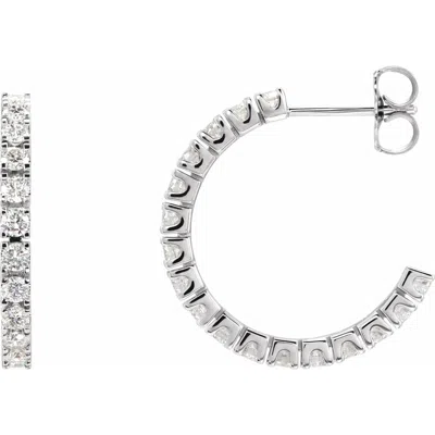 Diamond2deal 14k Gold 1ct Lab-grown Diamond Hoop Earrings Clarity Si, Color G-h In White