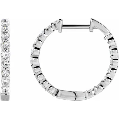 Diamond2deal 14k Gold 1ct Lab-grown Diamond Inside-outside Hinged Hoop Earrings Clarity Vs, Color F-g In White