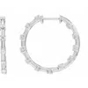 Diamond2deal 14k Gold 1ct Lab-grown Diamond Inside-outside Hoop Earrings Clarity Si, Color G-h In White