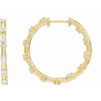 Diamond2deal 14k Gold 1ct Lab-grown Diamond Inside-outside Hoop Earrings Clarity Si, Color G-h In Yellow