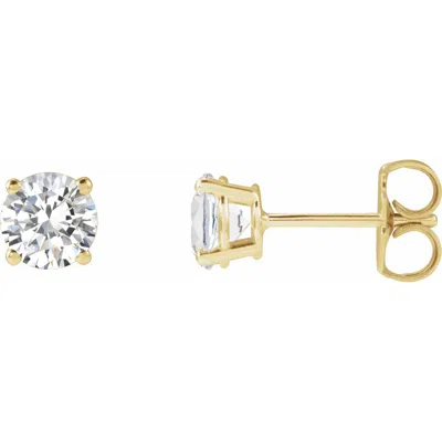 Diamond2deal 14k Gold 1ct Lab-grown Diamond Stud Earrings Clarity Vs, Color F-g In Yellow