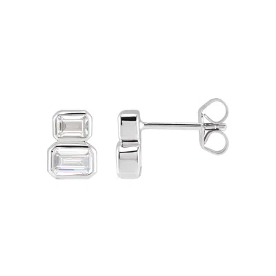 Diamond2deal 14k Gold 1ct Lab-grown Diamond Two-stone Stud Earrings Clarity Si, Color G-h In White