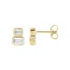 Diamond2deal 14k Gold 1ct Lab-grown Diamond Two-stone Stud Earrings Clarity Si, Color G-h In Yellow