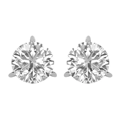 DIAMOND2DEAL 14K GOLD 1CT ROUND LAB GROWN DIAMOND STUD EARRINGS 3 PRONG