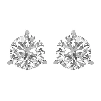Diamond2deal 14k Gold 1ct Round Lab Grown Diamond Stud Earrings 3 Prong In Metallic