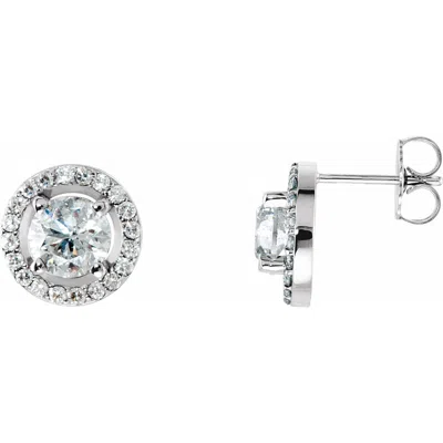 Diamond2deal 14k Gold 2 1/3ct Lab-grown Diamond Halo Stud Earrings Clarity Si, Color G-h In White