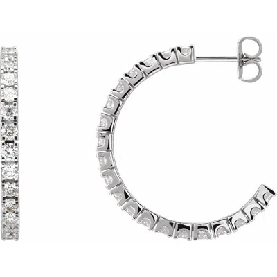 Diamond2deal 14k Gold 2 1/5ct Lab-grown Diamond Hoop Earrings Clarity Si, Color G-h In White