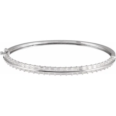 Diamond2deal 14k Gold 2 1/6 Ctw Lab-grown Diamond Bangle Bracelet 7" In White