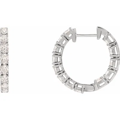 Diamond2deal 14k Gold 2 5/8ct Lab-grown Diamond Inside-outside Hoop Earrings Clarity Si, Color G-h In White