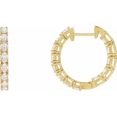 Diamond2deal 14k Gold 2 5/8ct Lab-grown Diamond Inside-outside Hoop Earrings Clarity Si, Color G-h In Yellow