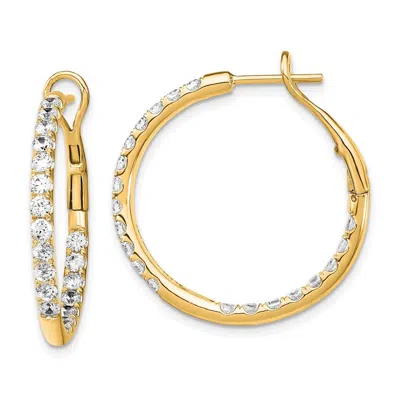 Diamond2deal 14k Gold 2 Ct Lab Grown Diamond In & Out Hoop Earrings Vs Clarity, G-h Color In White