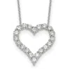 Diamond2deal 14k Gold 2 Ct Lab Grown Diamond Open Heart Pendant Necklace 18" In White