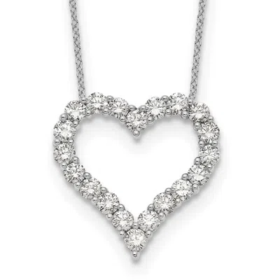 Diamond2deal 14k Gold 2 Ct Lab Grown Diamond Open Heart Pendant Necklace 18" In White