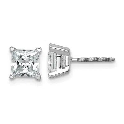 Diamond2deal 14k Gold 2 Ct Princess Lab Grown Diamond Stud Earrings Vs Clarity, D-e Color In Yellow