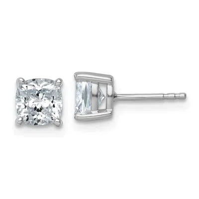 Diamond2deal 14k Gold 2 Ctw Cushion Cut Lab Grown Diamond Stud Earrings In Metallic