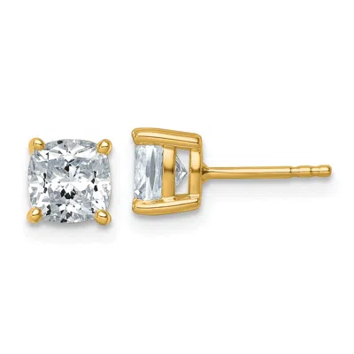 Diamond2deal 14k Gold 2 Ctw Cushion Cut Lab Grown Diamond Stud Earrings In Yellow
