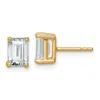Diamond2deal 14k Gold 2 Ctw Lab Grown Diamond Emerald Stud Earrings In Yellow