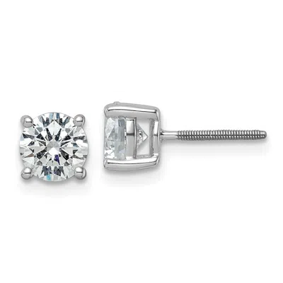Diamond2deal 14k Gold 2 Ctw Lab Grown Diamond Stud Earrings Screwback In White