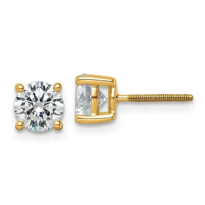 Diamond2deal 14k Gold 2 Ctw Lab Grown Diamond Stud Earrings Screwback In Yellow