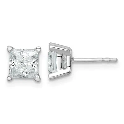 Diamond2deal 14k Gold 2 Ctw Princess Lab Grown Diamond Stud Earrings In White