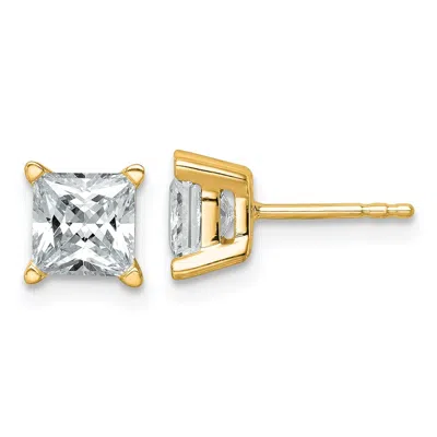 Diamond2deal 14k Gold 2 Ctw Princess Lab Grown Diamond Stud Earrings In Yellow