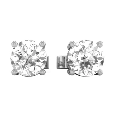 Diamond2deal 14k Gold 2 Ctw Round Lab Grown Diamond Solitaire Stud Earrings In Metallic