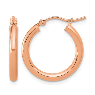 Diamond2deal 14k Gold 2.5mm Round Shape Lightweight Tube Hoop Earrings In Pink