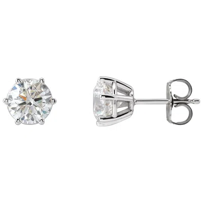 Diamond2deal 14k Gold 2ct Lab-grown Diamond Earrings Clarity Si, Color G-h In White