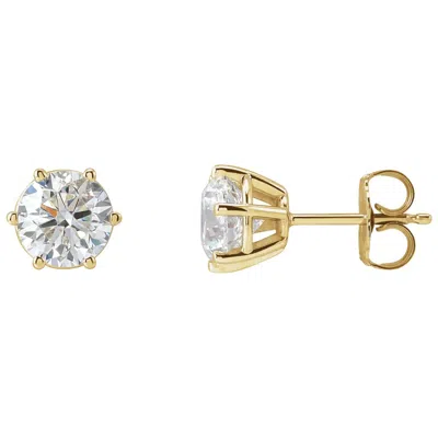 Diamond2deal 14k Gold 2ct Lab-grown Diamond Earrings Clarity Si, Color G-h In Yellow