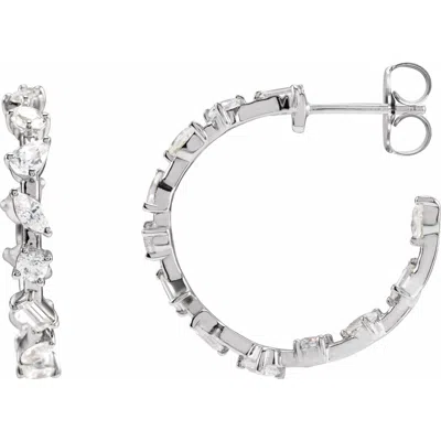 Diamond2deal 14k Gold 2ct Lab-grown Diamond Hoop Earrings Clarity Si, Color G-h In White