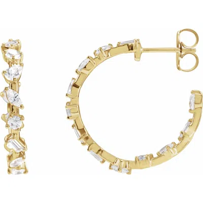 Diamond2deal 14k Gold 2ct Lab-grown Diamond Hoop Earrings Clarity Si, Color G-h In Yellow