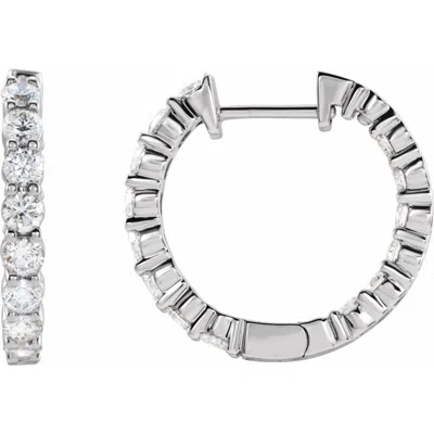Diamond2deal 14k Gold 2ct Lab-grown Diamond Inside-outside Hinged Hoop Earrings Clarity Vs, Color F-g In White