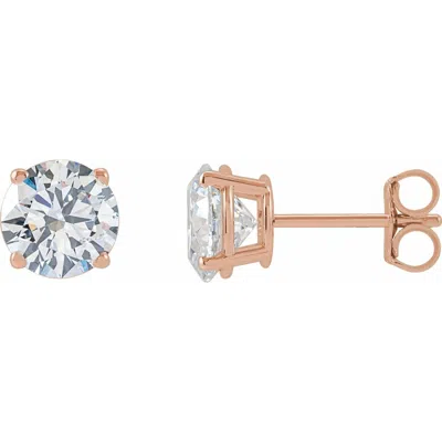 Diamond2deal 14k Gold 2ct Lab-grown Diamond Stud Earrings Clarity Vs, Color F-g In Pink