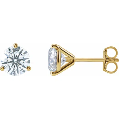 Diamond2deal 14k Gold 2ct Lab-grown Diamond Stud Earrings Clarity Vs, Color F-g In Yellow